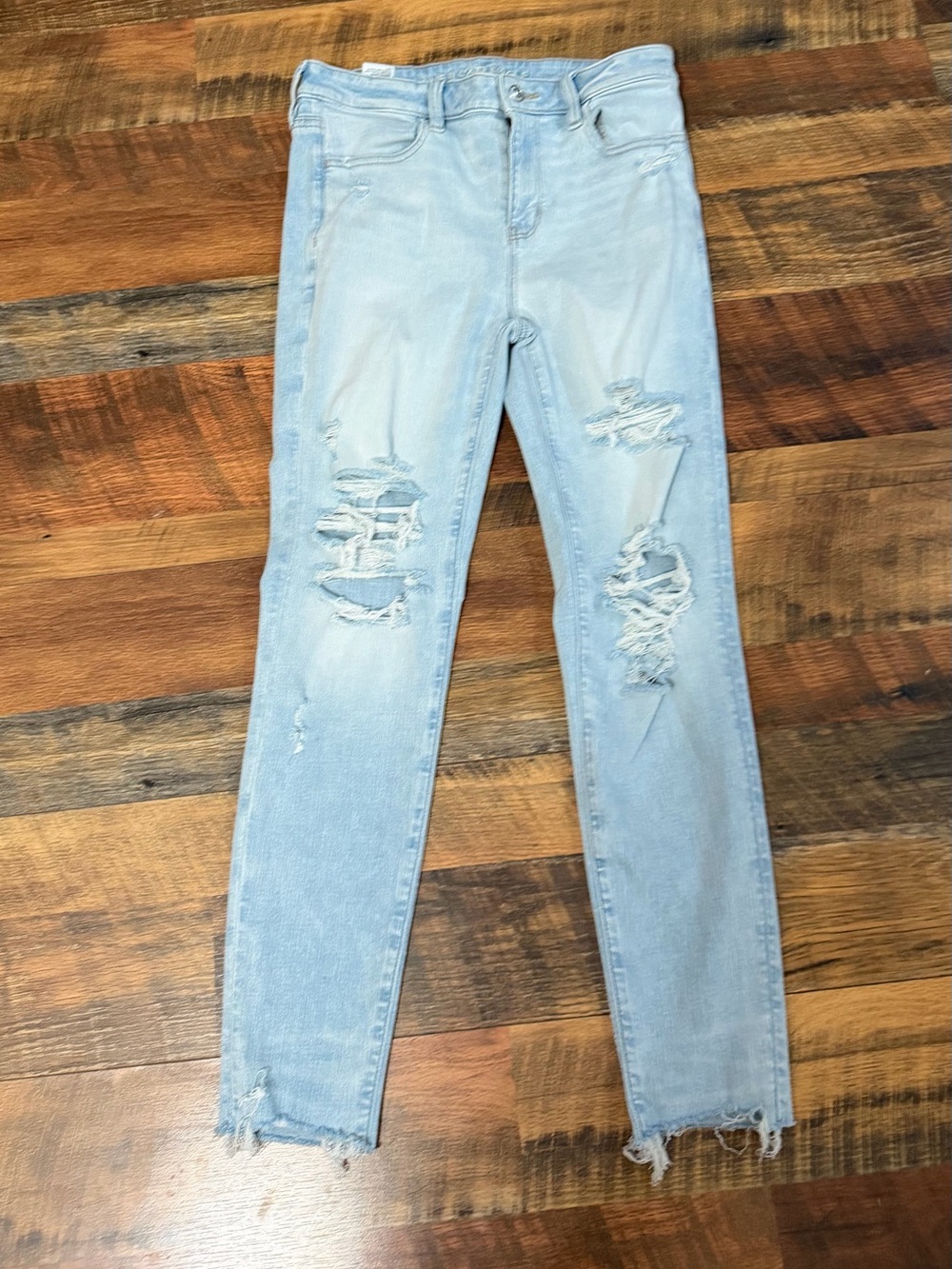 American Eagle Outfitters Pale Blue Distressed Jeggings